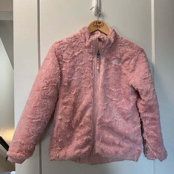 The North Face Girls Reversible Coat Jacket Puffer Sherpa Light Pink M 10/12 - Picture 1 of 10